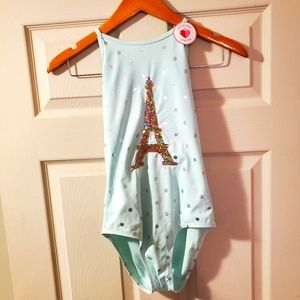 One Piece Eiffel Tower Reversible Sequins Swimsuit